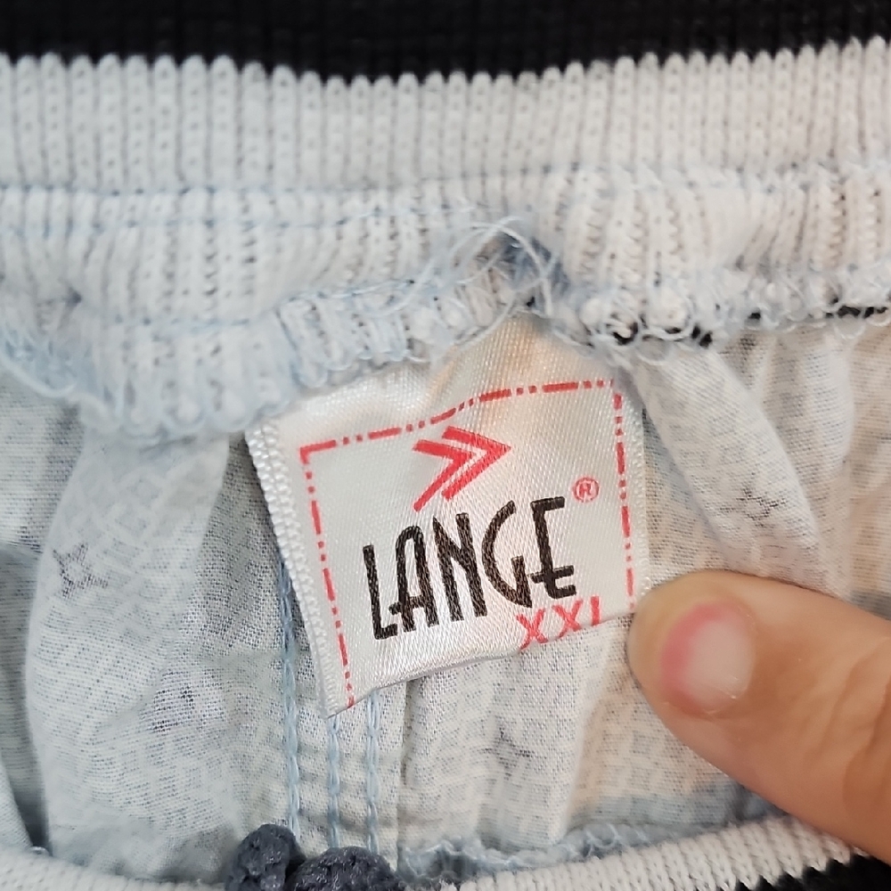 Men's XXL Light Blue Star Print Sleep Lounge Pants Navy Striped Elastic Waist - Picture 2 of 5
